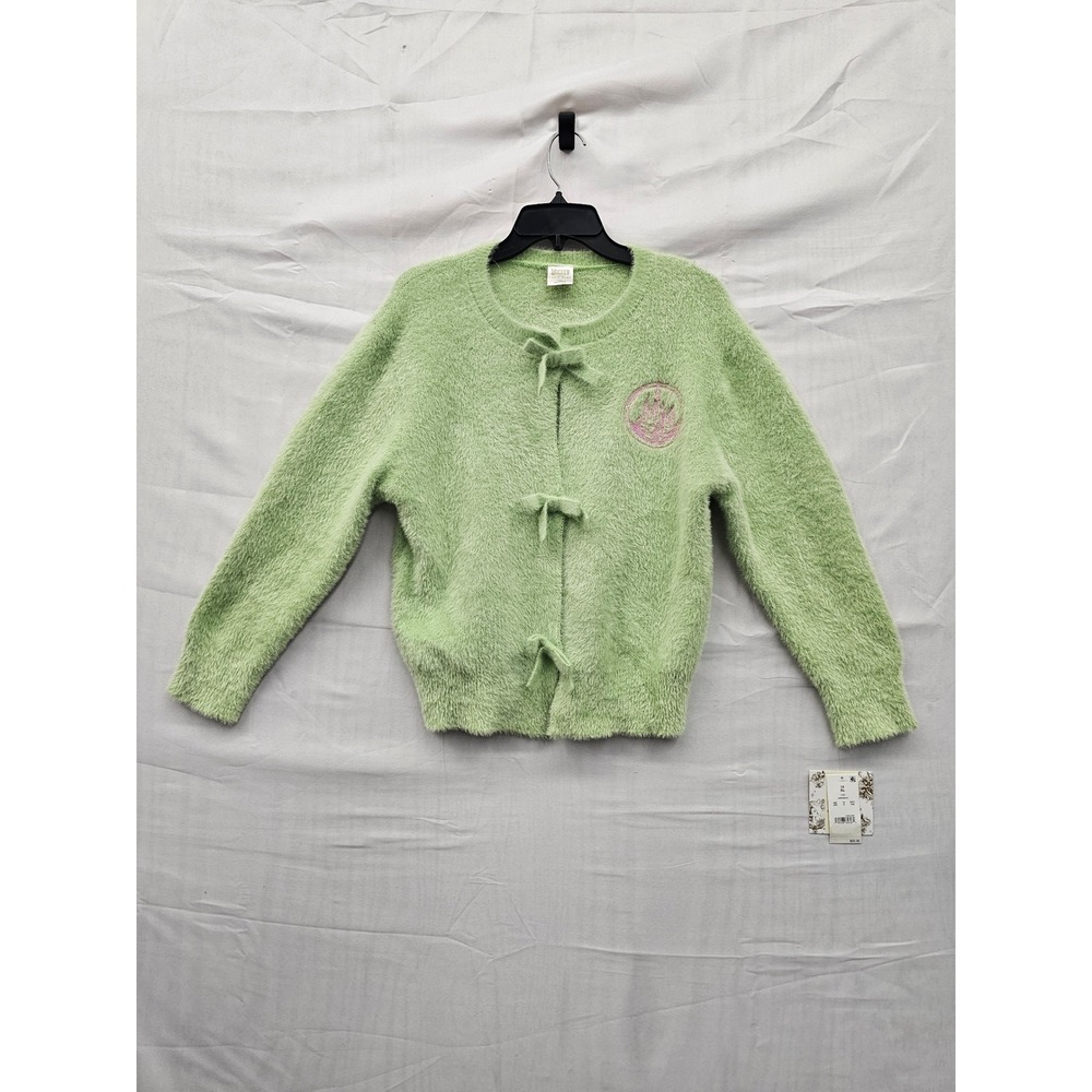 Wicked Girls Katie Kime Bow Front Cardigan Green Polyester Blend Casual Size XL
